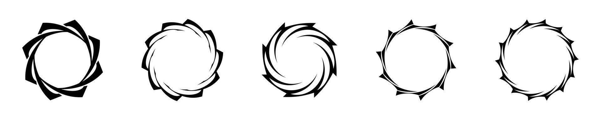 Abstract Circular Frame Designs with Swirling Patterns Set vector