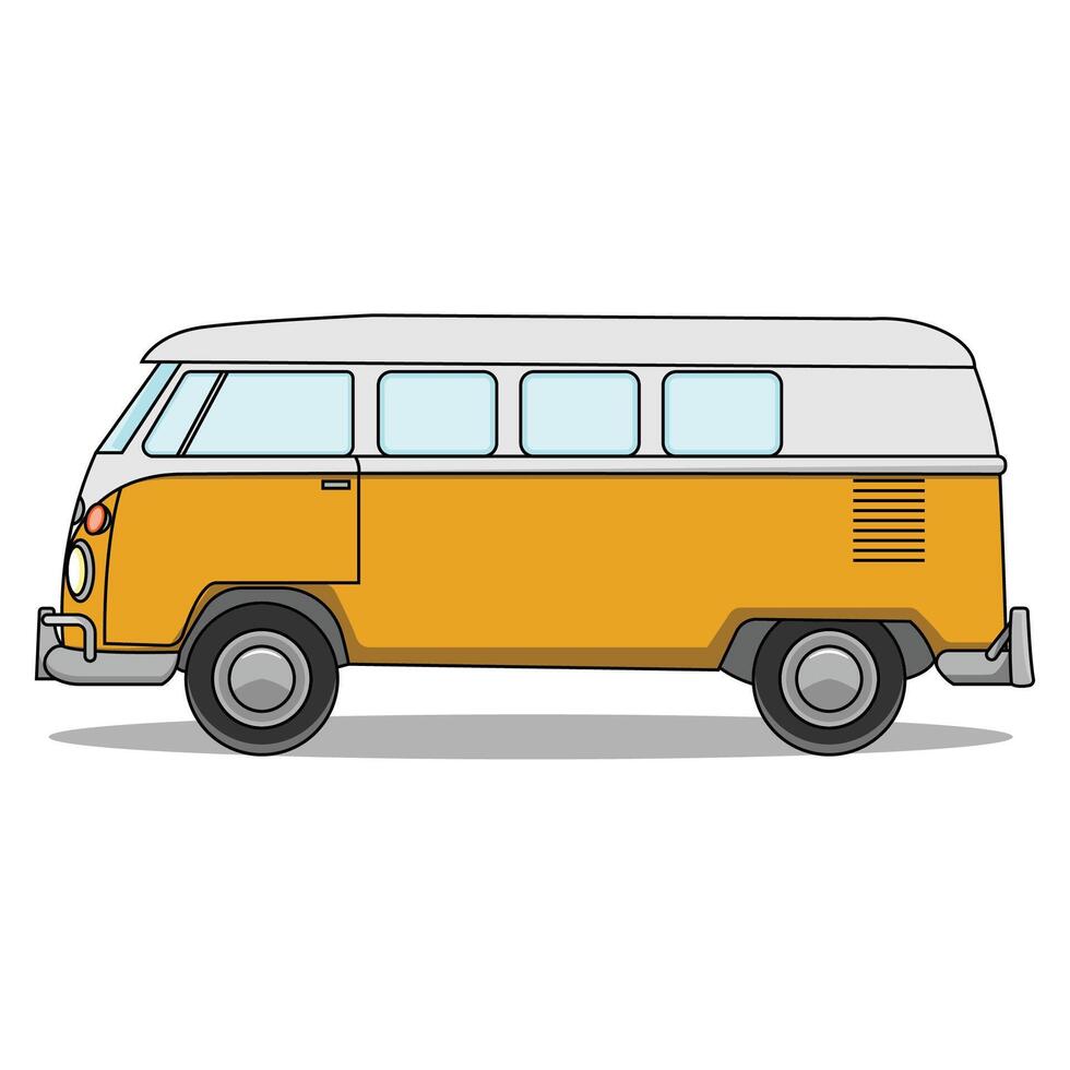 The Illustration of Yellow White VW Combi vector