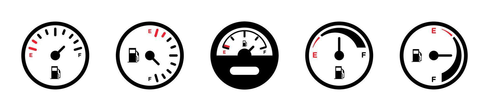 Fuel Gauge Icon Set for Dashboard Designs vector