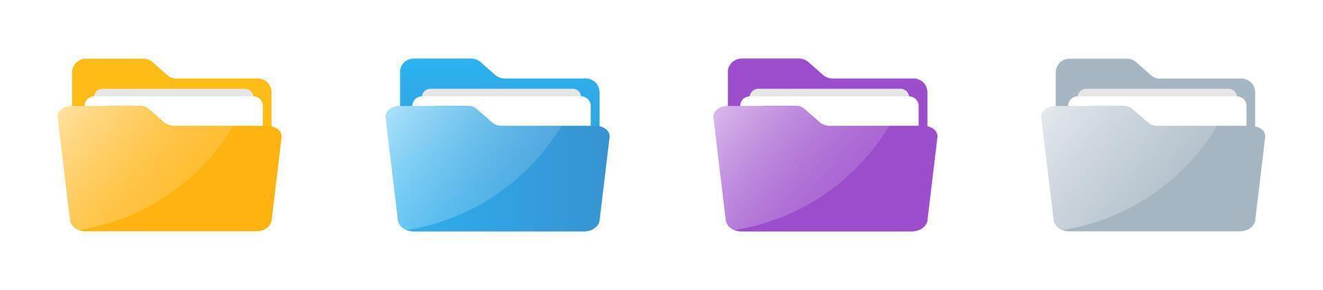 Colorful File Folder Icons with Documents vector