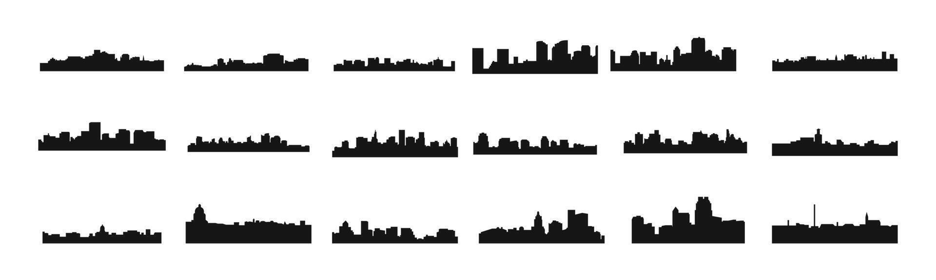 City Skyline Silhouettes Collection in Black Set vector