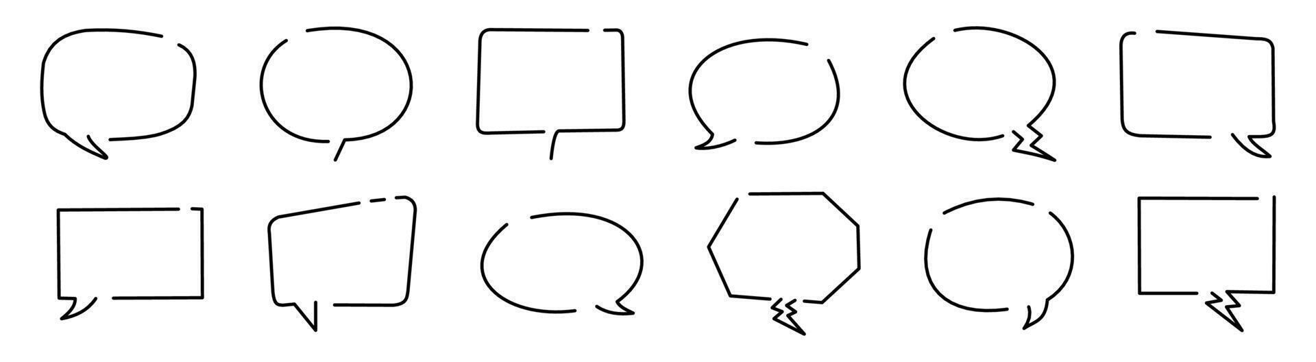 Minimalist Outline Speech Bubbles Collection Set vector