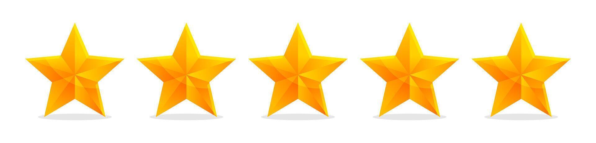 Golden Five-Star Rating Icons Set vector