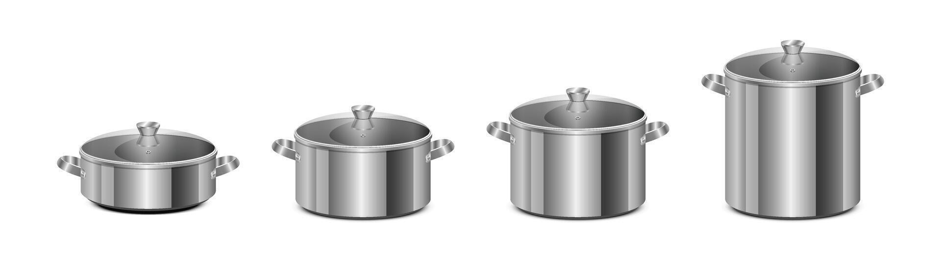 Stainless Steel Cooking Pots Set vector