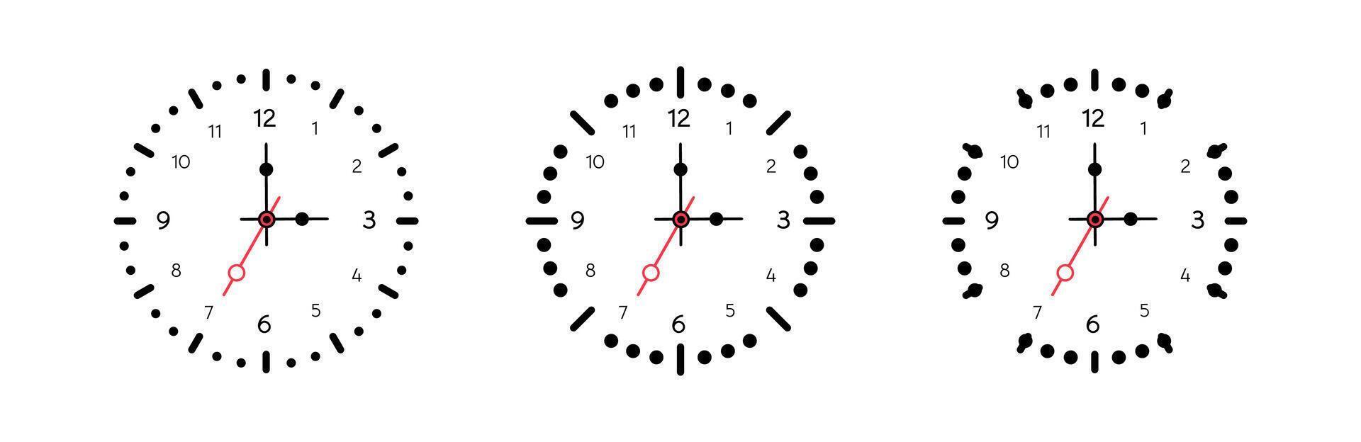 Minimalist Analog Clock Designs with Markers Set vector