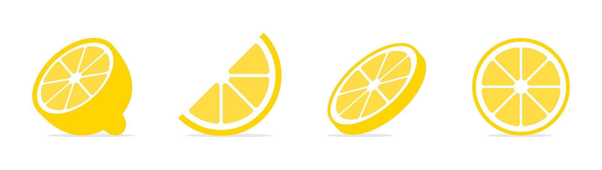 Lemon Slices and Halves Icon Set vector