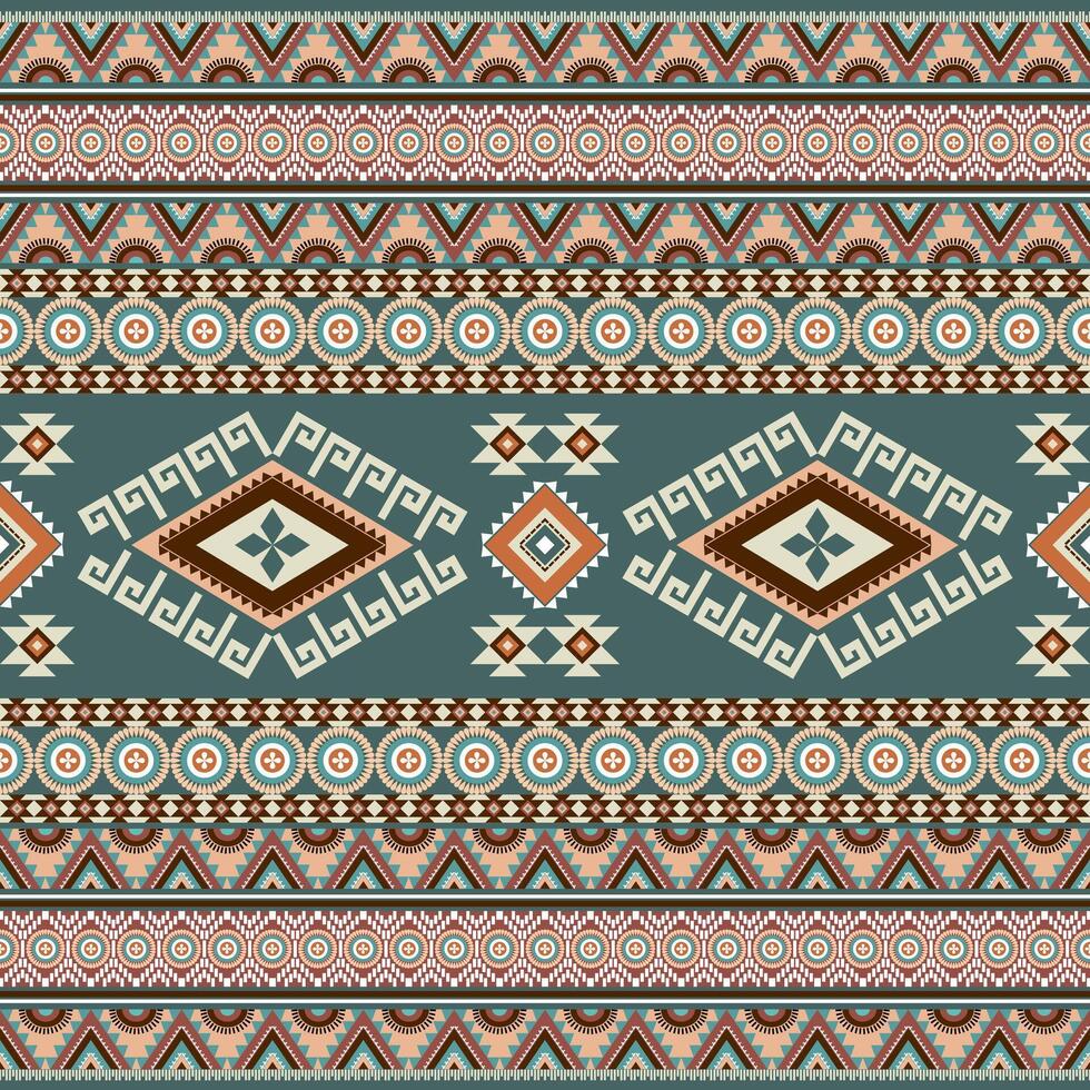 Abstract ethnic geometric texture pattern. Seamless yellow and orange color of tribal abstract fabric textile on pastel green background vector