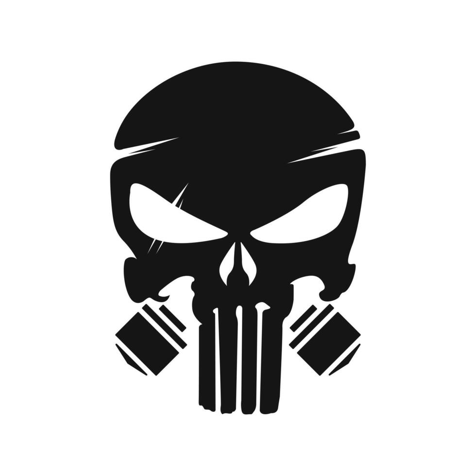 Aggressive Skull Design with Piston Motif Illustration vector
