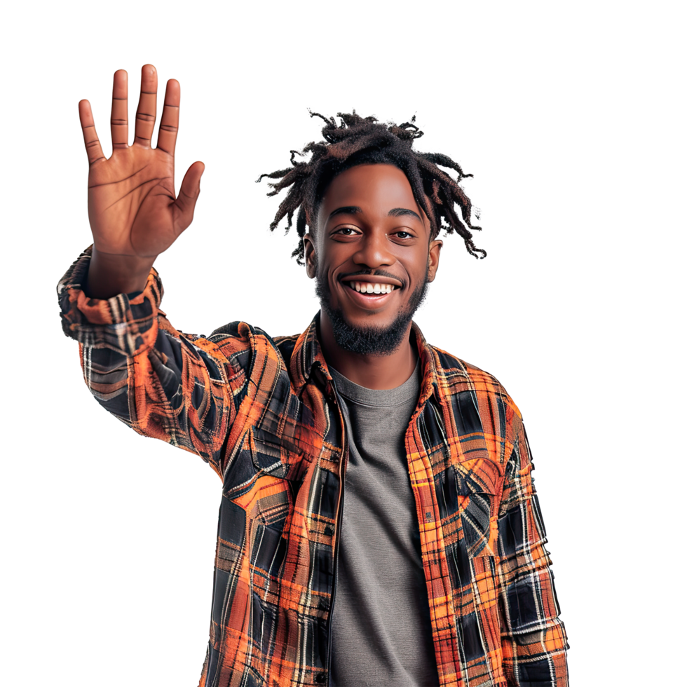 A man with dreadlocks waving his hand png