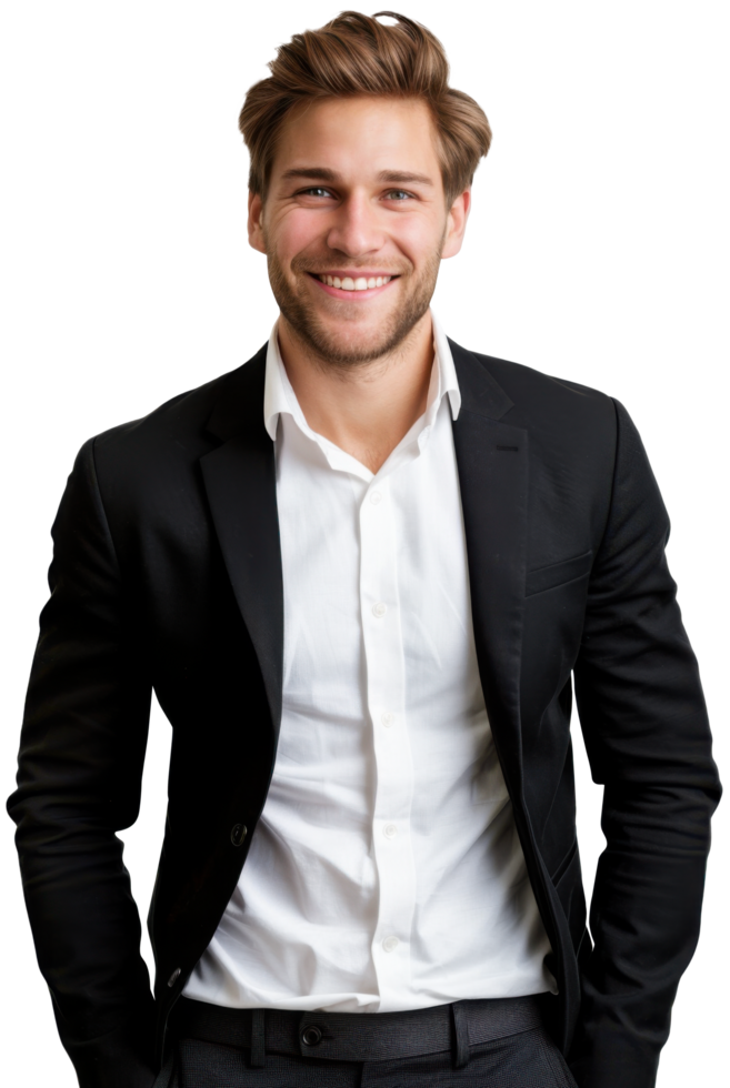 A man in a suit and tie smiling png