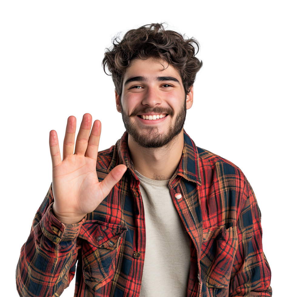 A man is waving his hand up in the air png