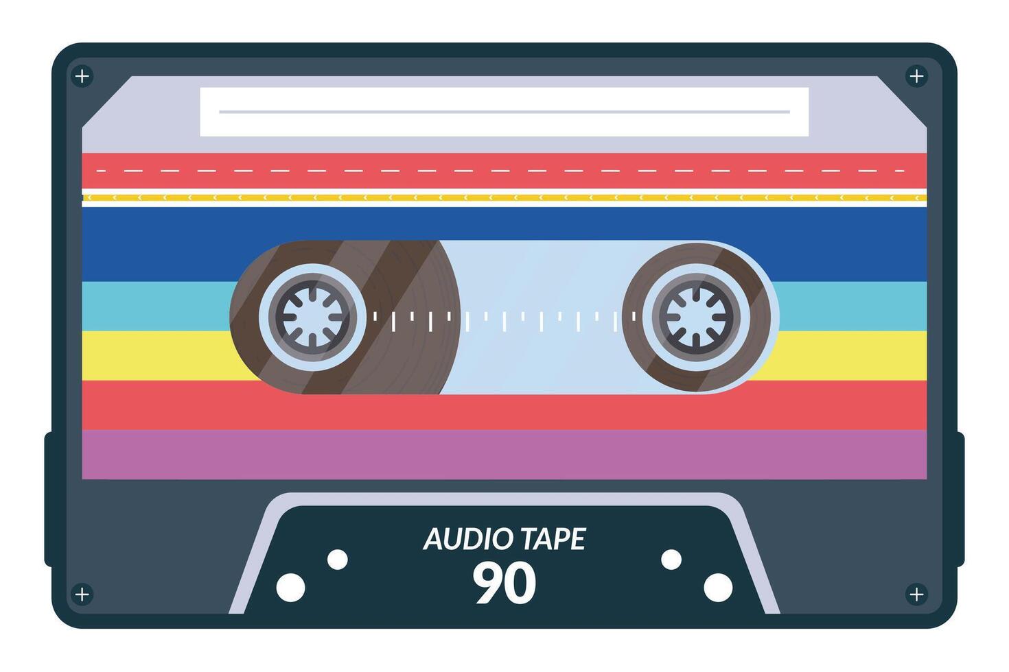 Vintage tape cassette. Retro mixtape, 1980s pop songs tapes and stereo music cassettes. 90s hifi disco dance audiocassette, analogue player record cassette. Isolated symbols vector