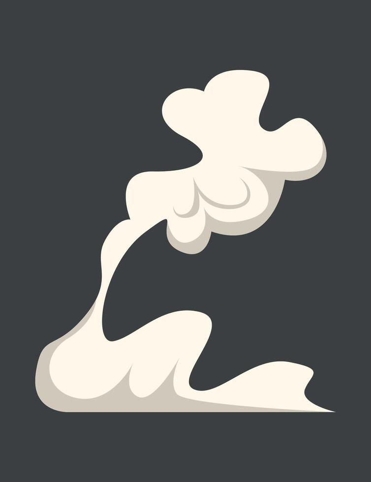 Cartoon smoke on wind, smoking comic kit. Explosion effect, cooking fog or fire smokes element. White motion cloud, snugly steam vector