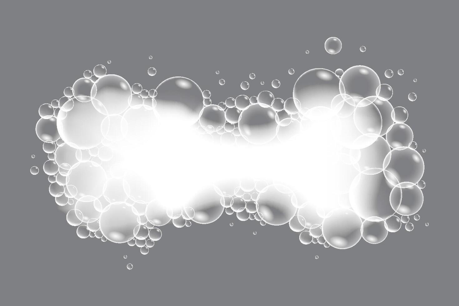 Soap bubbles, displaying unique designs, gracefully float on a plain gray surface vector