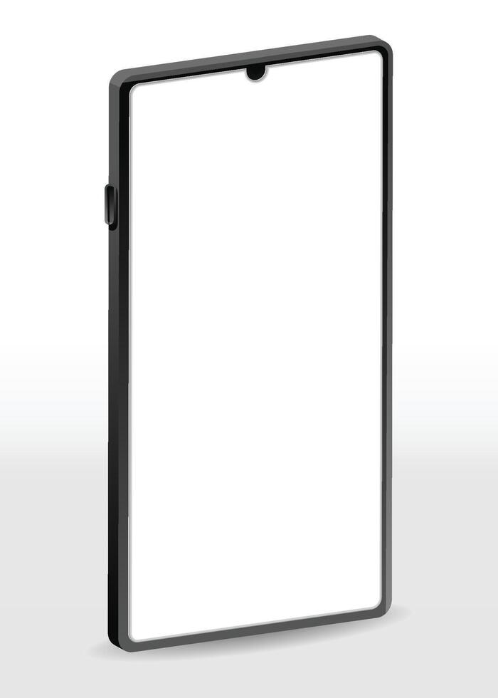 Realistic smartphone mockup. Mobile phone with isolated on white background. Device front view. 3D mobile phone with shadow. Realistic, high quality smart phone mockup for ui ux presentation. vector