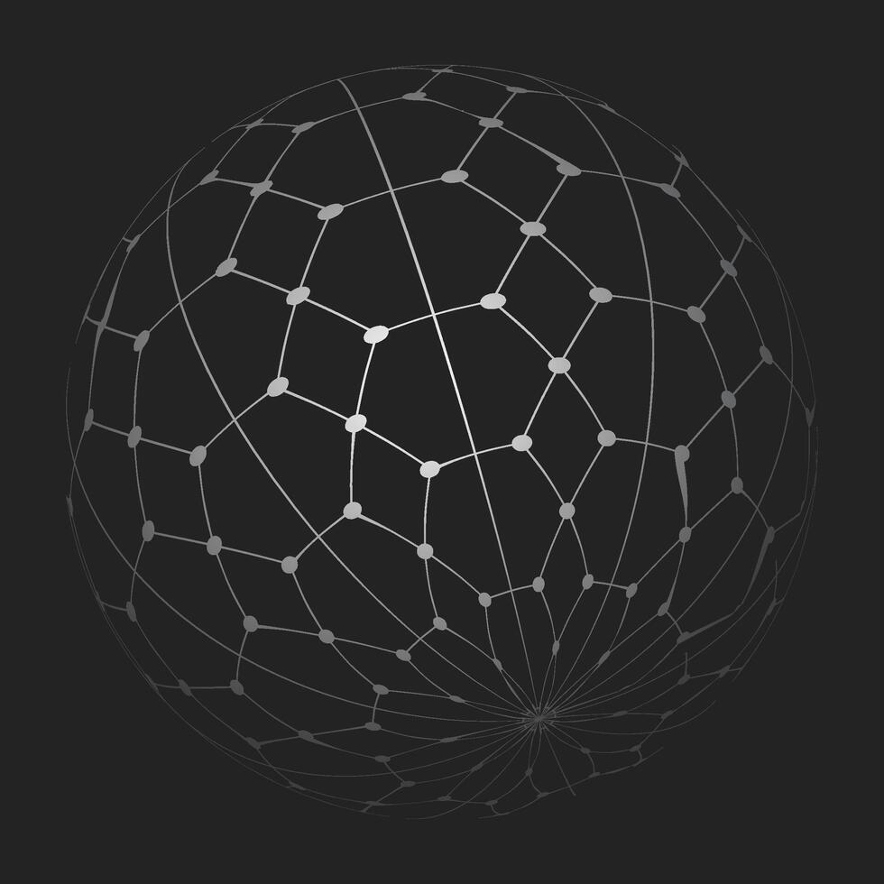 3D sphere mesh grid. Ball or sphere in grid of line. 3D abstract object in wireframe of lines and dots. illustration vector
