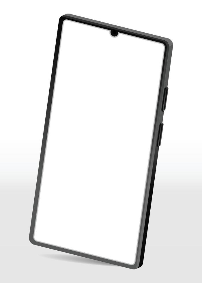 Realistic smartphone mockup. Mobile phone with isolated on white background. Device front view. 3D mobile phone with shadow. Realistic, high quality smart phone mockup for ui ux presentation. vector