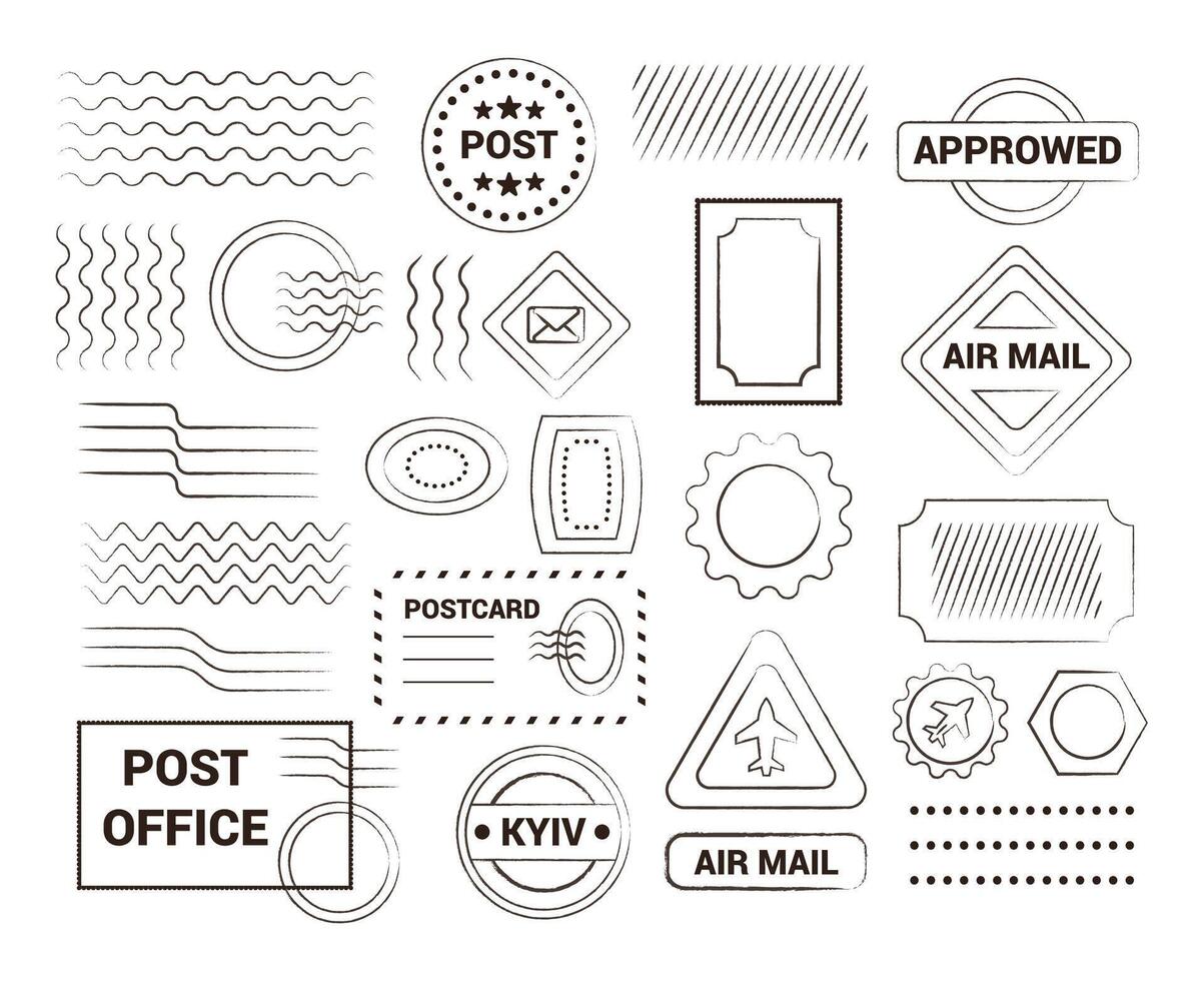 Grunge postage stamp collection. Set of post stamp. Retro grunge postmark. Vintage grunge postage stamp vector