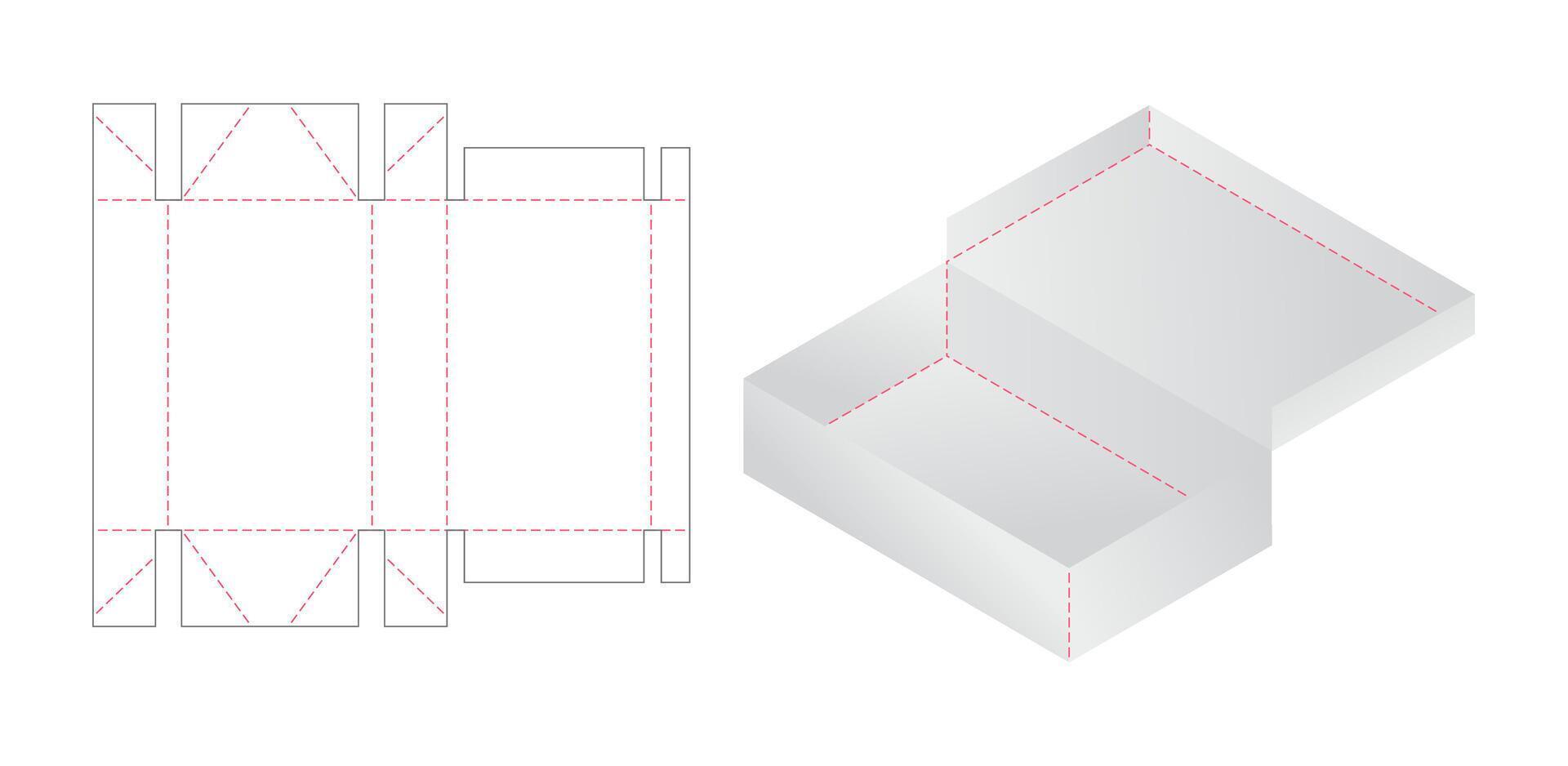 Box packaging die cut template design. 3d mock-up vector