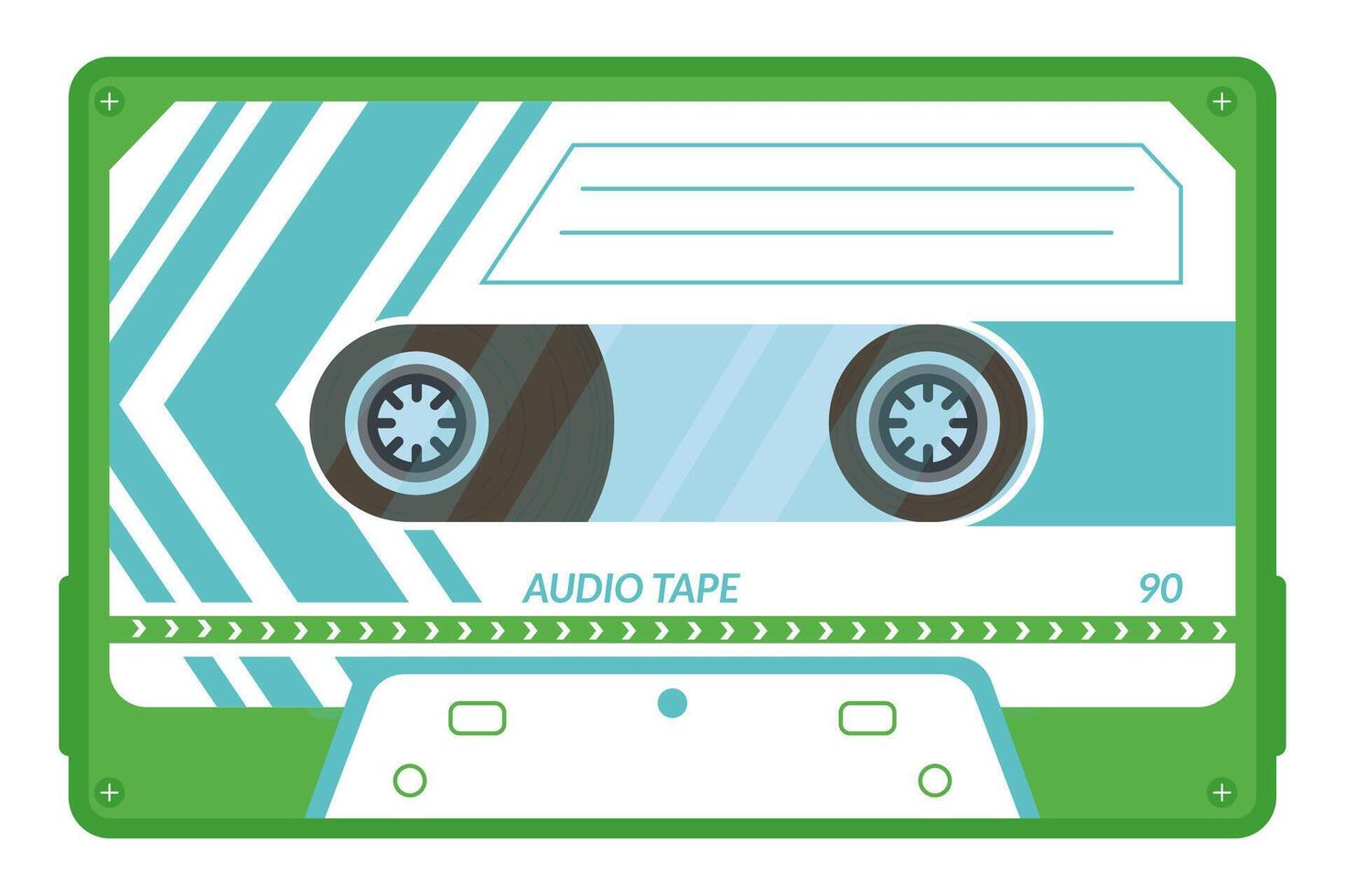 Vintage tape cassette. Retro mixtape, 1980s pop songs tapes and stereo music cassettes. 90s hifi disco dance audiocassette, analogue player record cassette. Isolated symbols vector