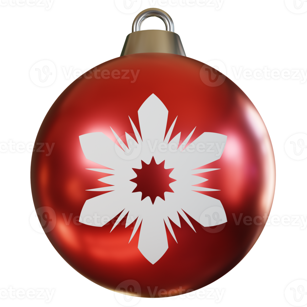 A red christmas ball with a white snowflake on it png