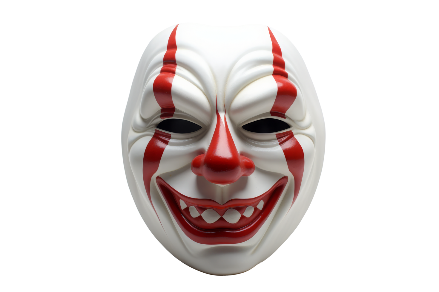 A clown mask with red and white stripes png