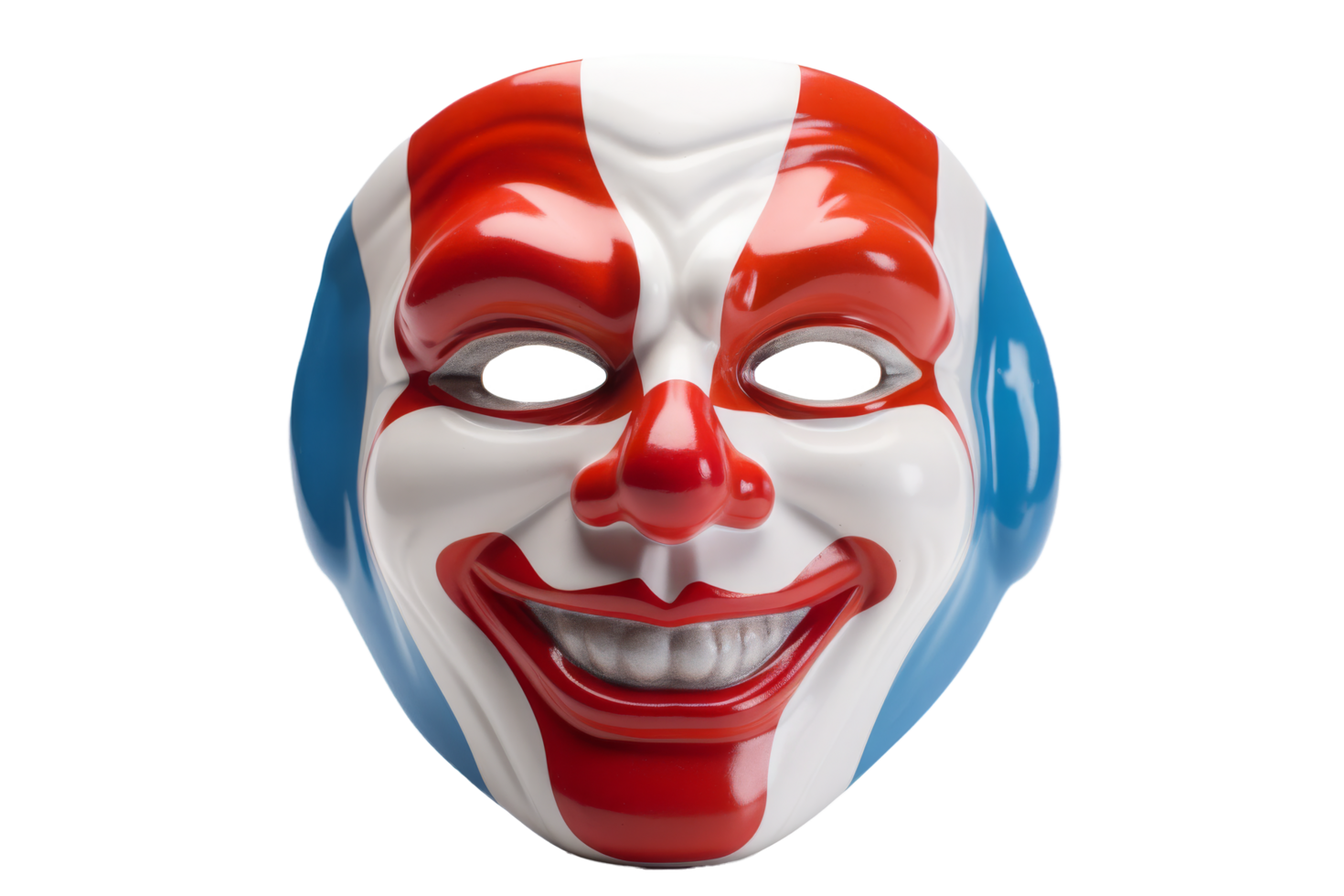 A clown mask with the flag of britain on it png