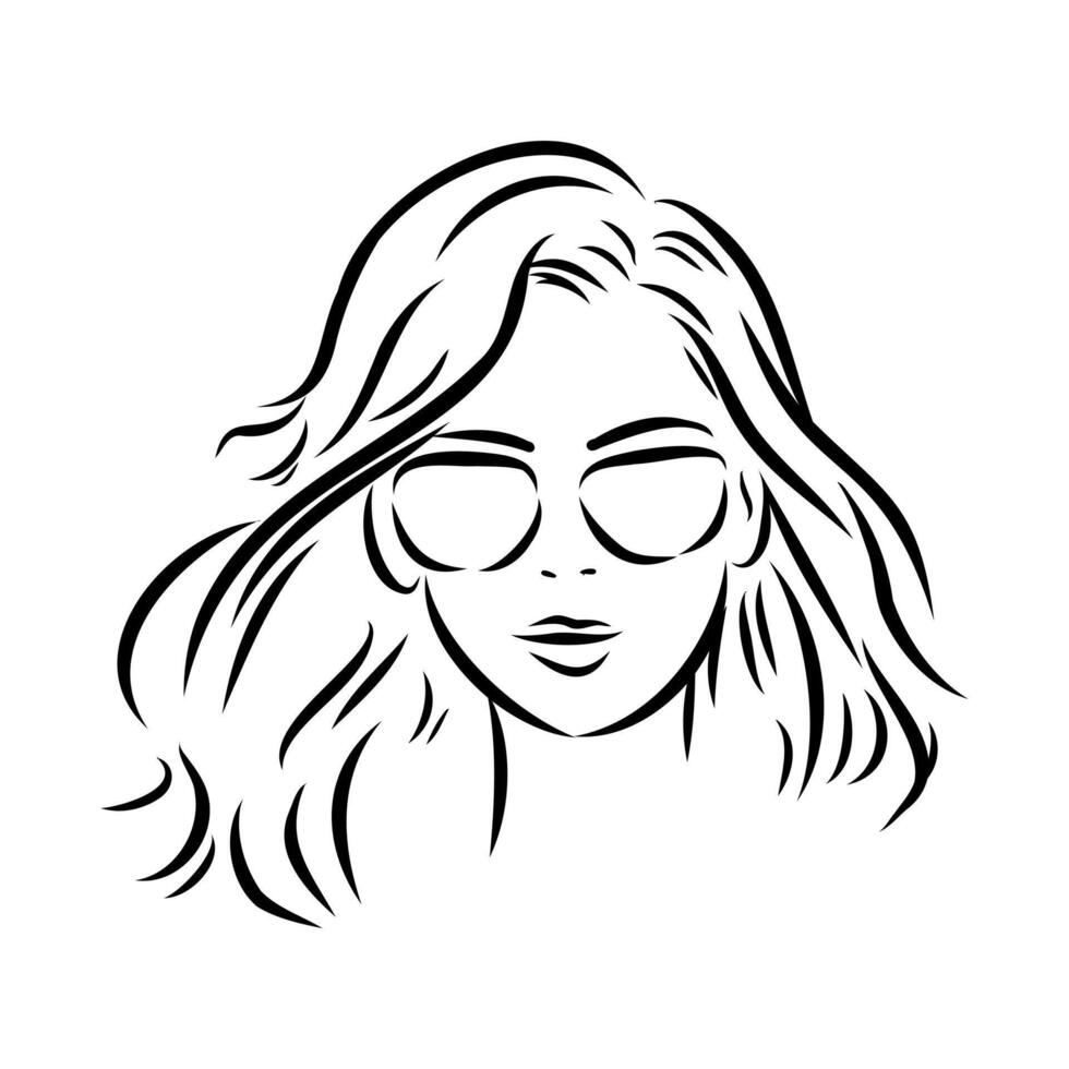 the head of a beautiful girl with glasses vector