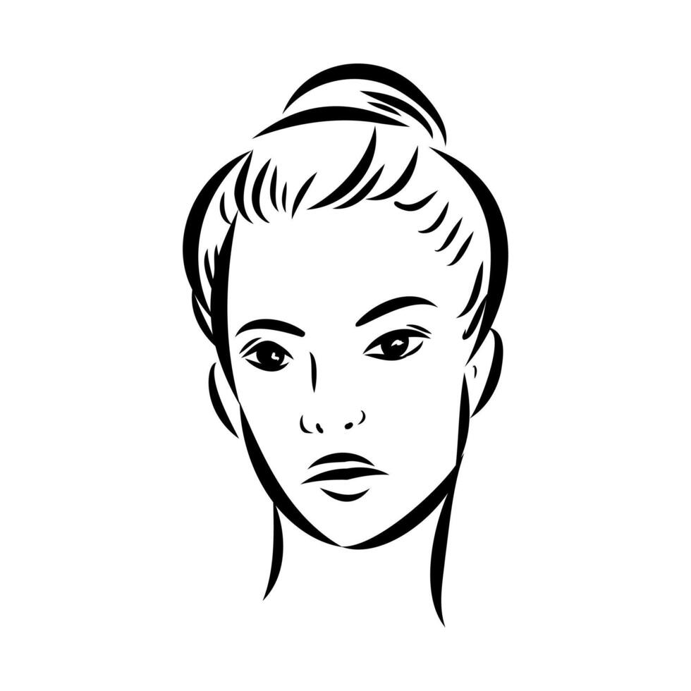 The head of a beautiful girl model sketch vector