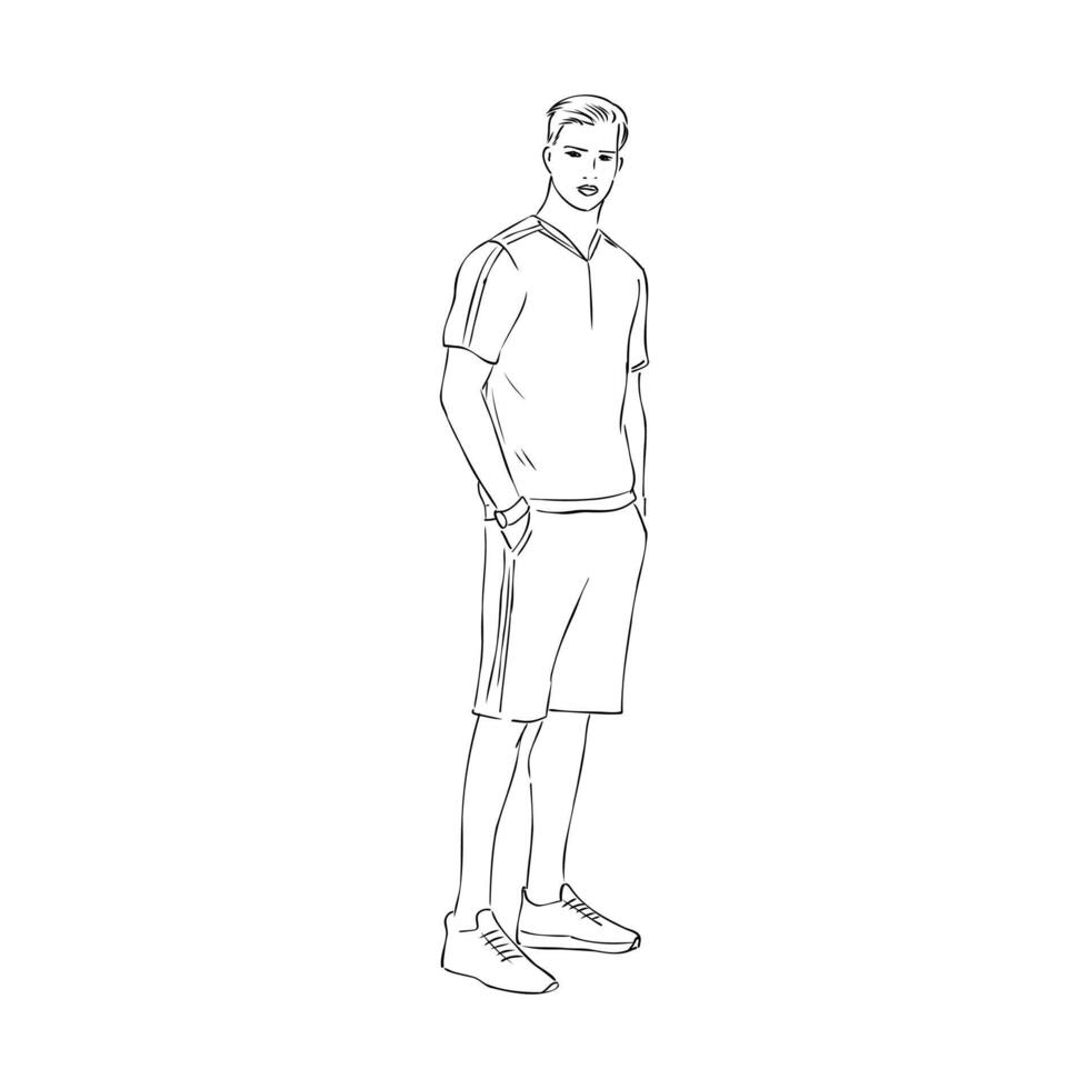 A young man is a model in sportswear vector