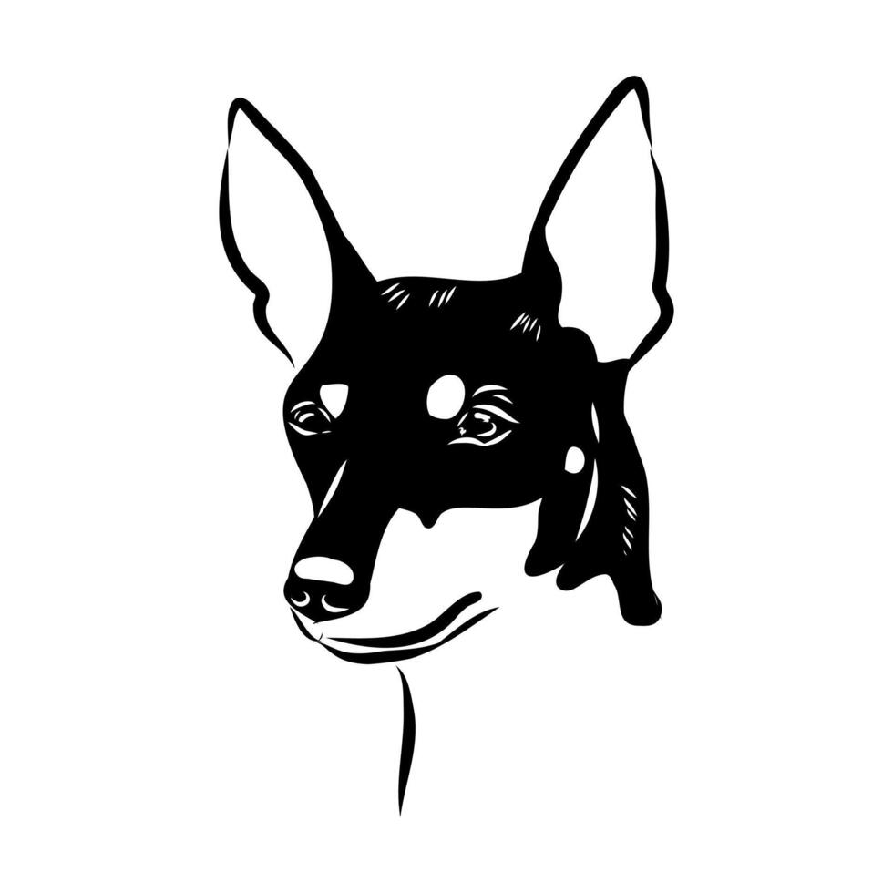 toy terrier dog head sketch vector