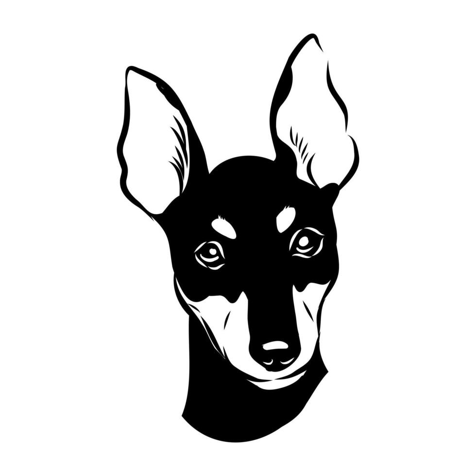 Toy terrier dog head drawing vector