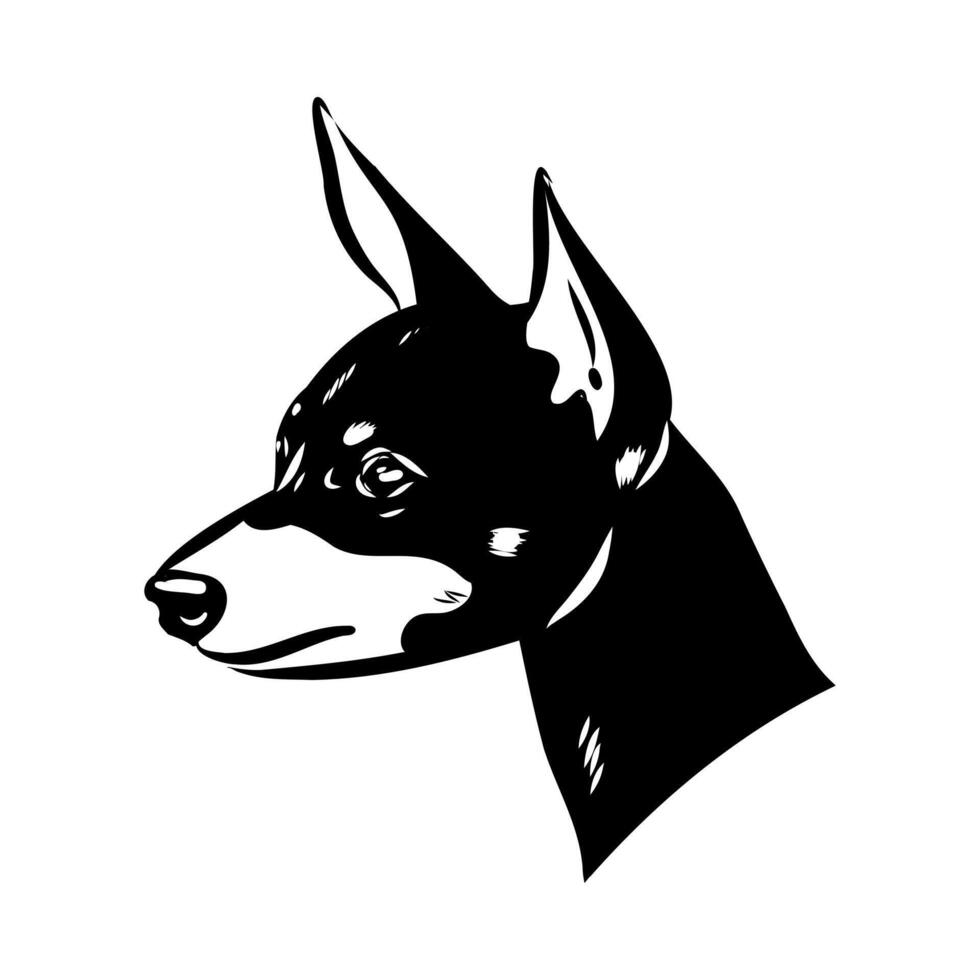 The head of a miniature English Toy Terrier dog sketch vector