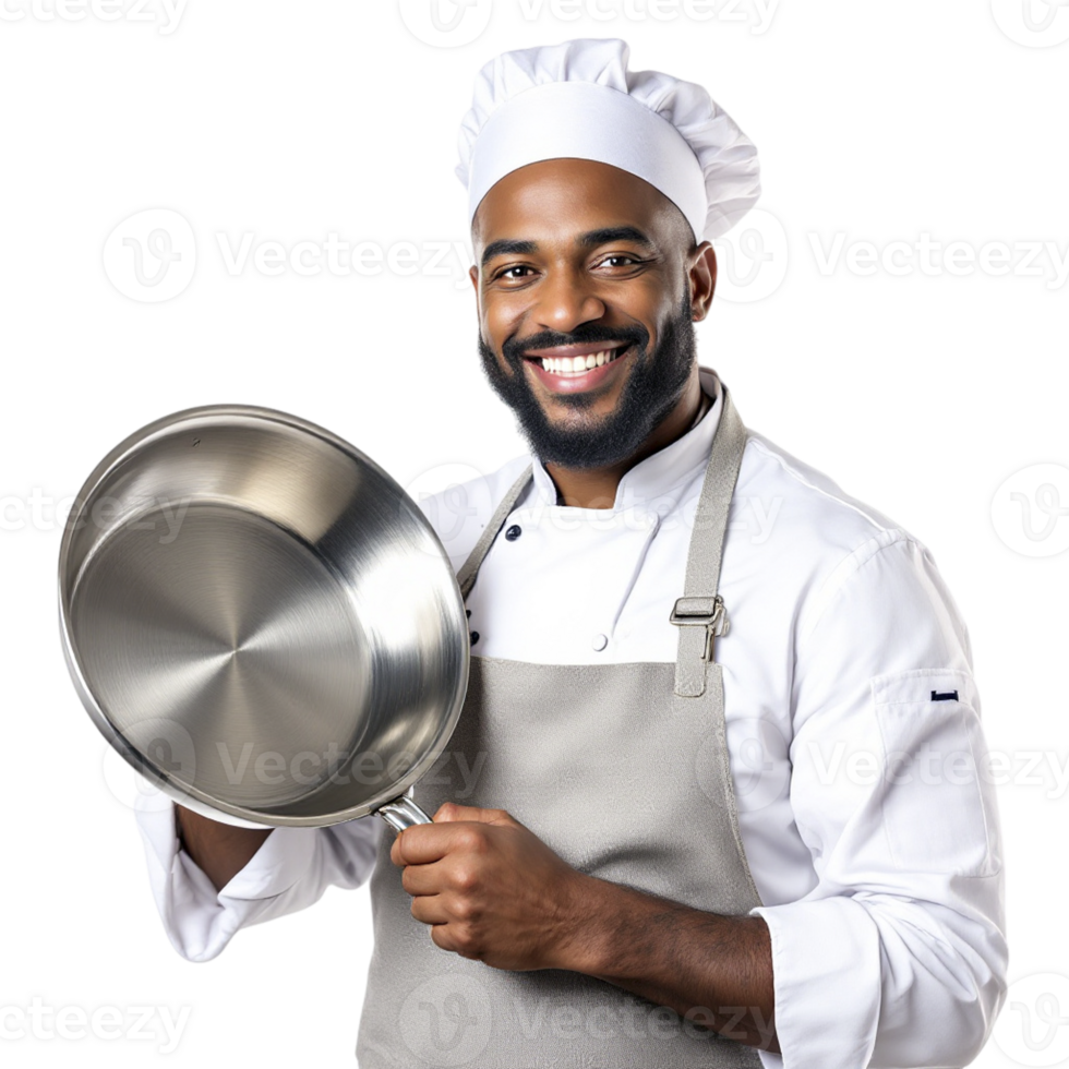 Chef holding a pan with a lid png