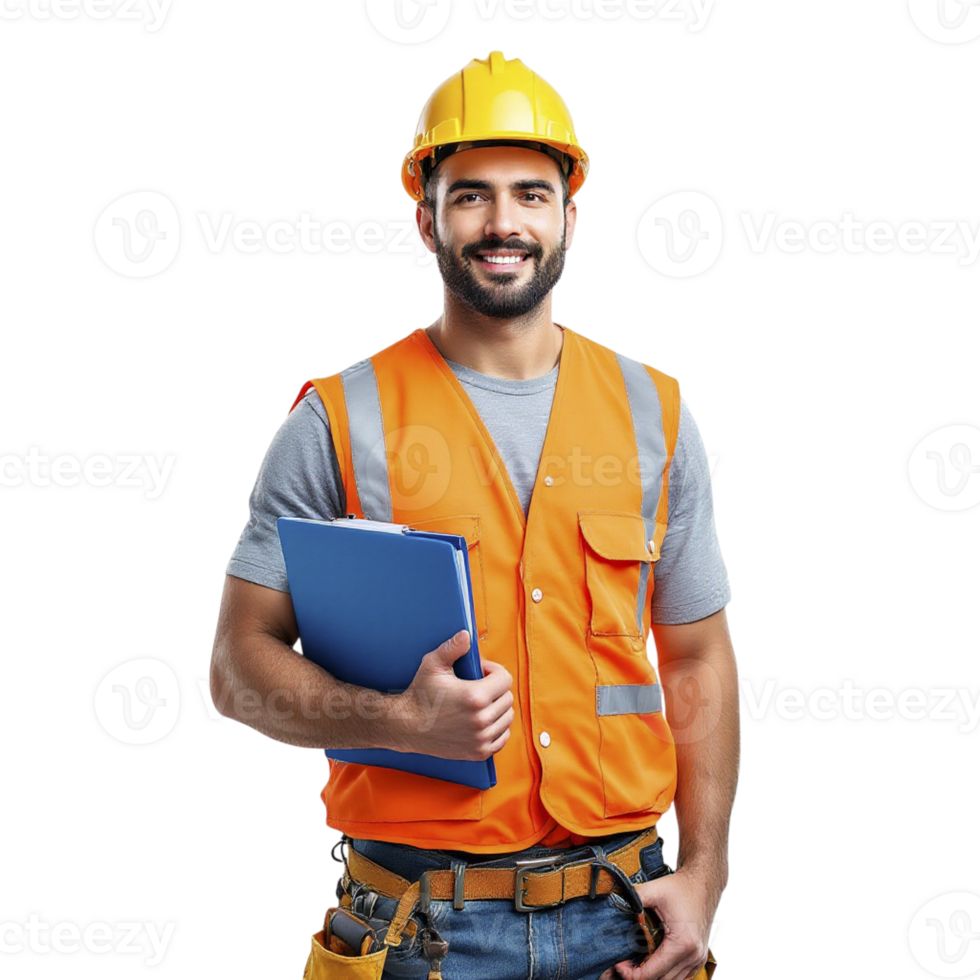 A construction worker holding a folder png