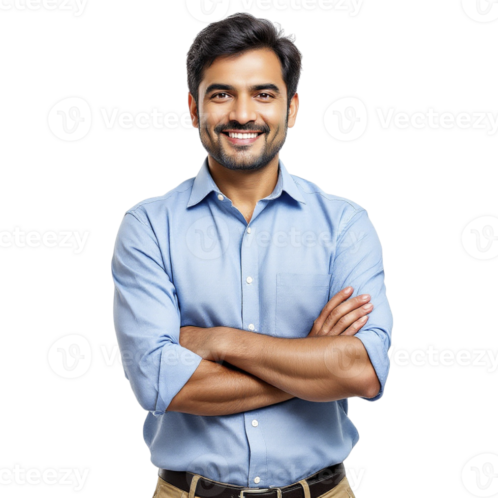 A man in a blue shirt and khaki pants png