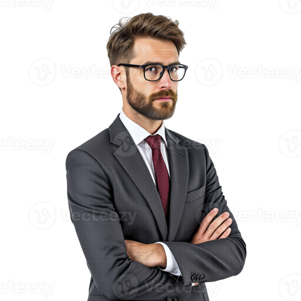 A man in a suit and tie with his arms crossed png