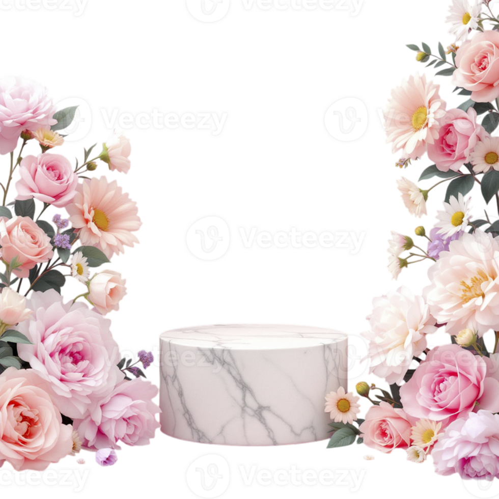 Marble vase with flowers png