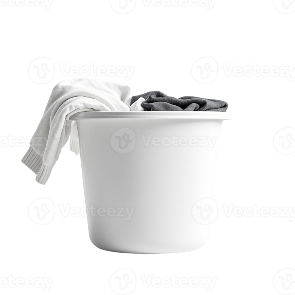 A white bucket with a towel in it png