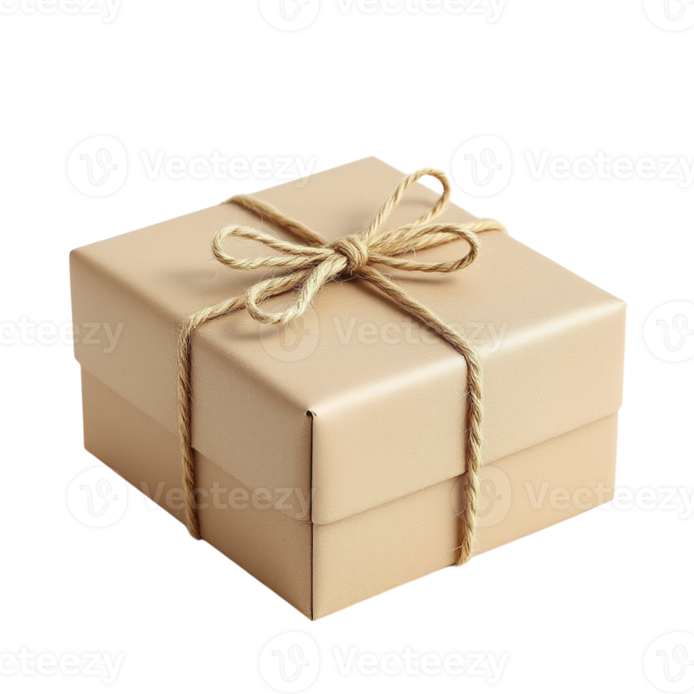 A brown gift box with a bow tied to it png