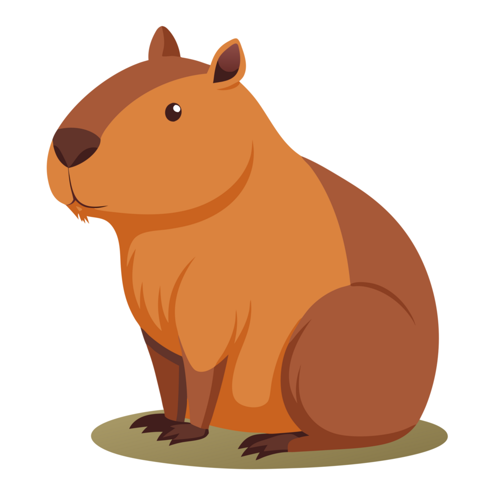 Relaxed capybara sitting in a tranquil setting nature scene animal portrait isolated environment serene viewpoint calm concept png