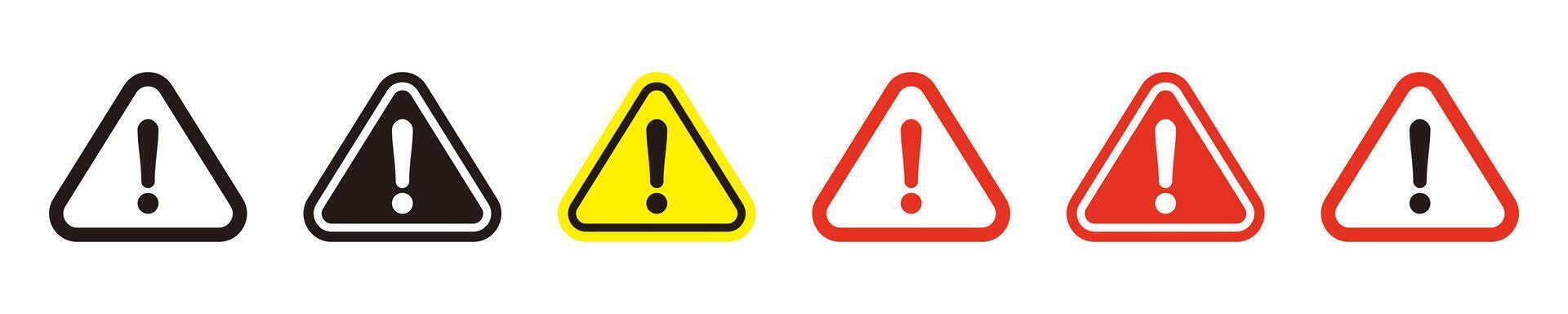 Warning Symbols in Various Colors Set vector