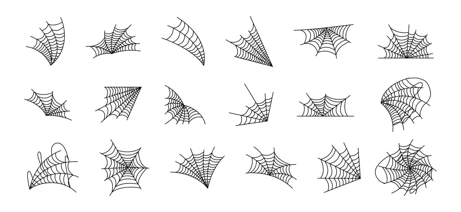 Collection of Spider Web Illustrations Set vector