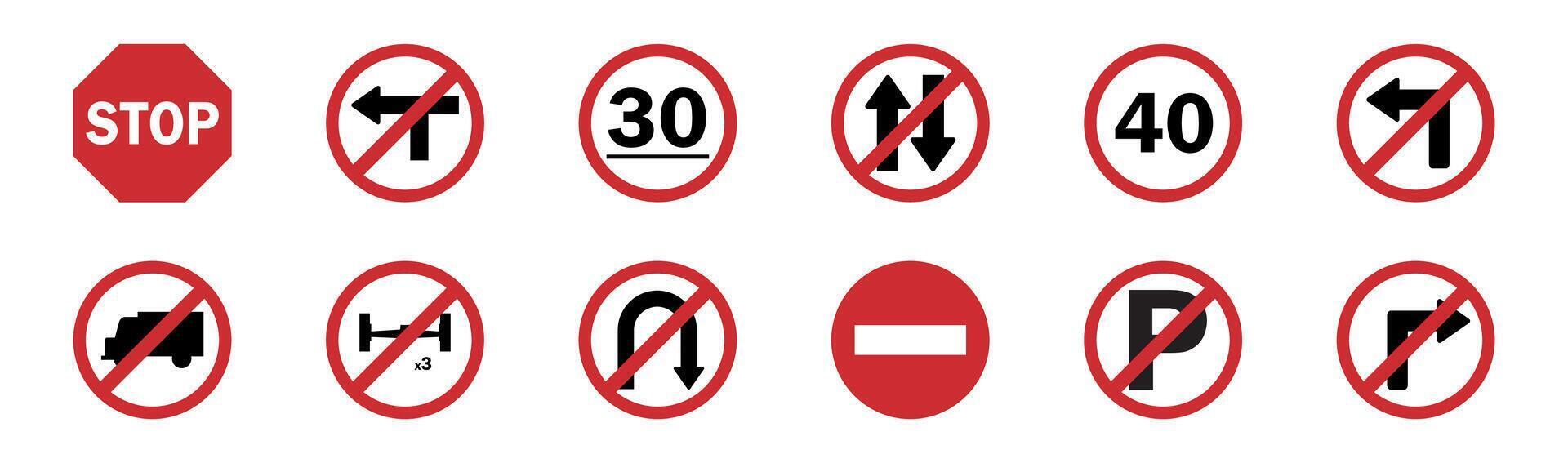 Prohibition Traffic Signs Set vector