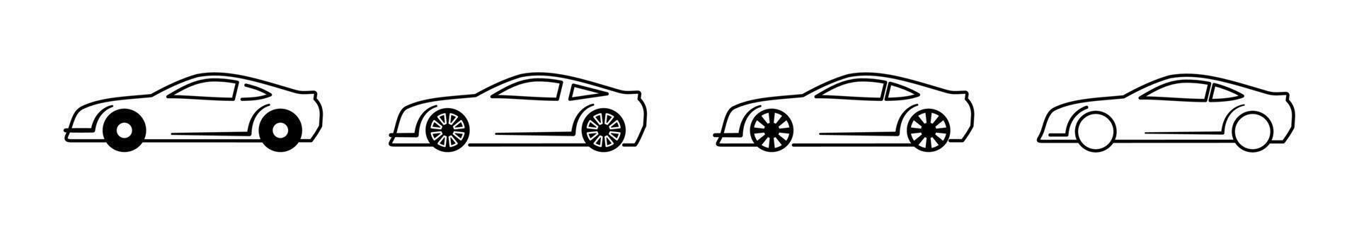 Minimalist sports car side view illustrations set vector