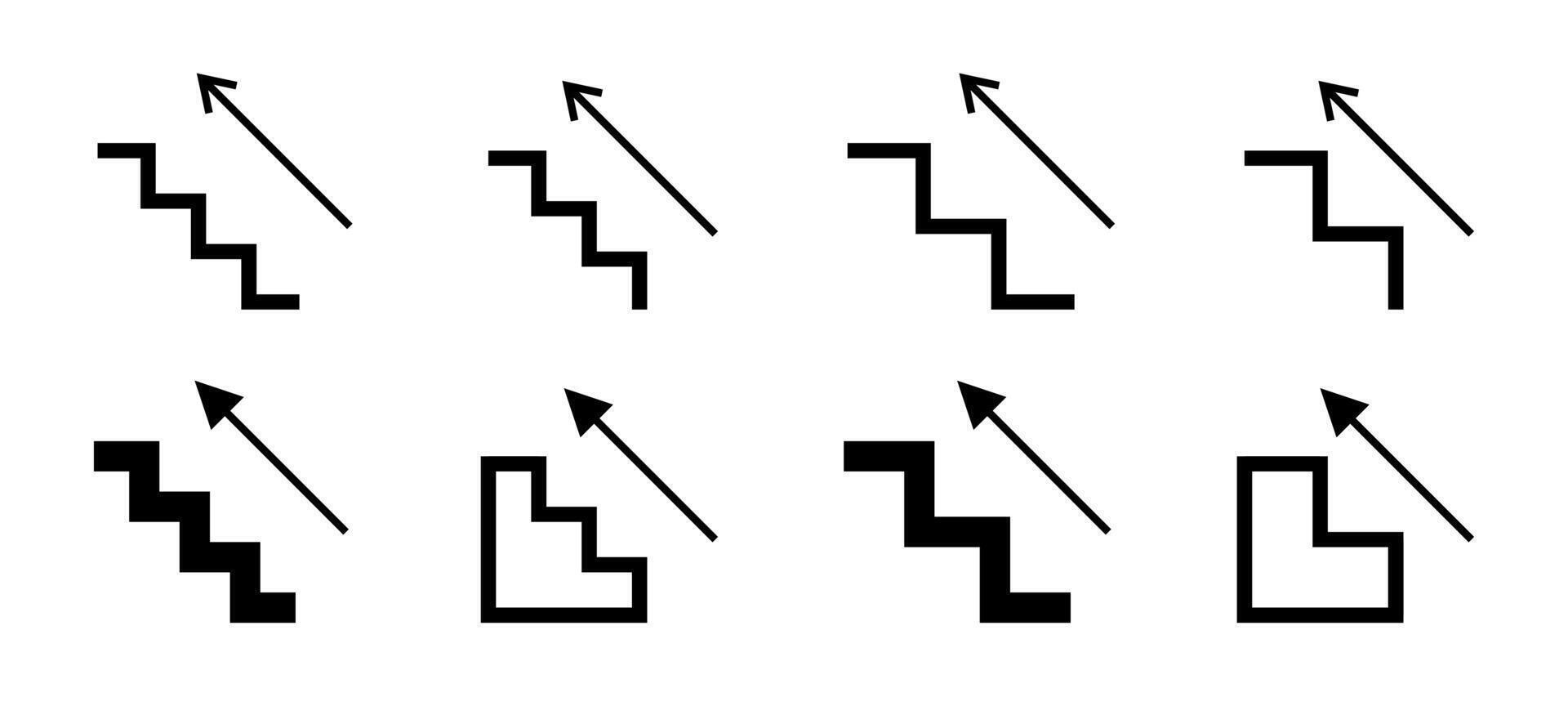 Staircase Arrow Icons Representing Progress Set vector