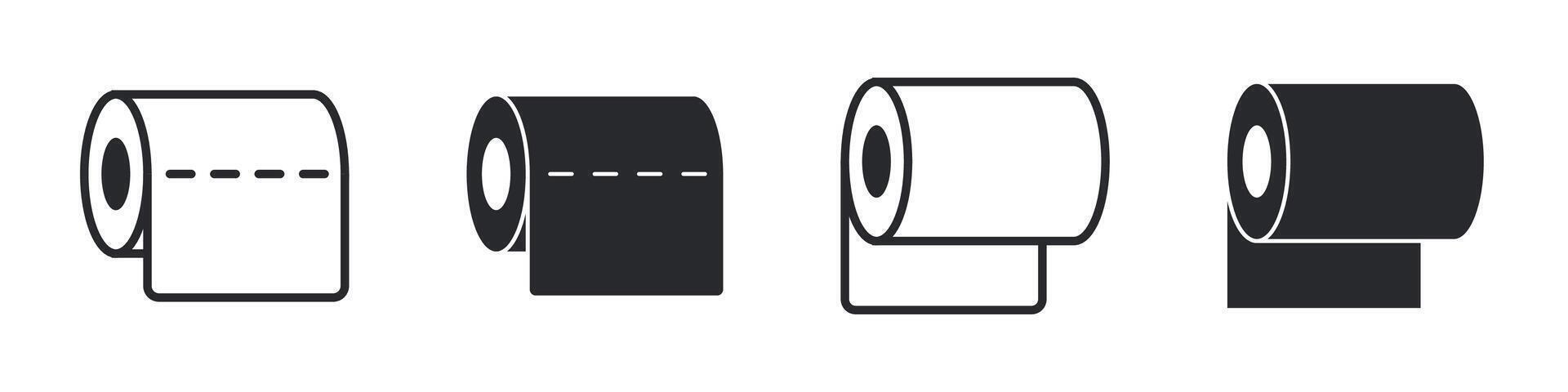 Minimalistic toilet paper roll illustrations icon set vector