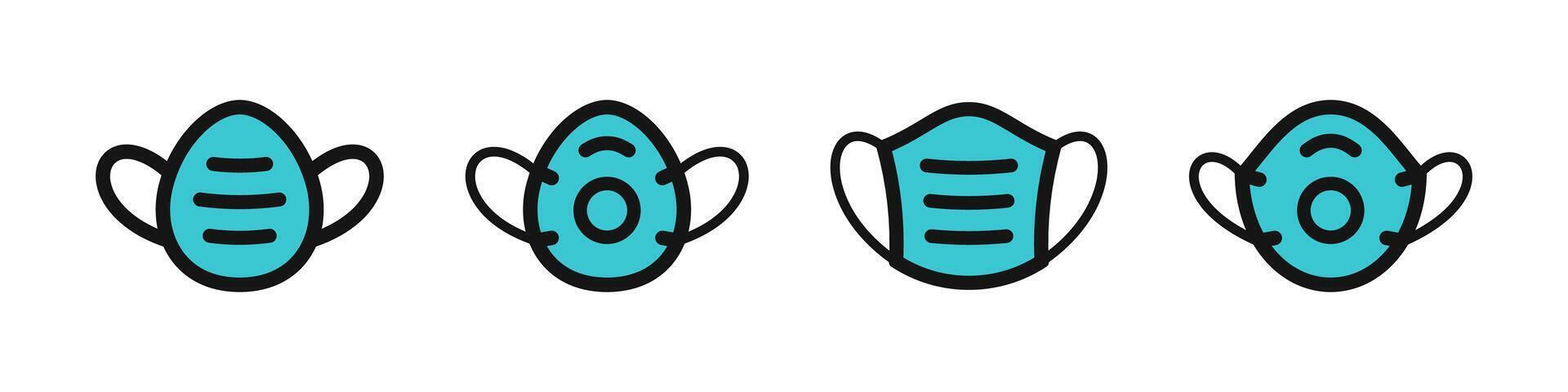 Medical Mask Icon Set vector