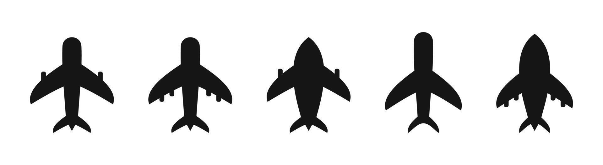 Airplane Silhouettes in Various Designs Set vector