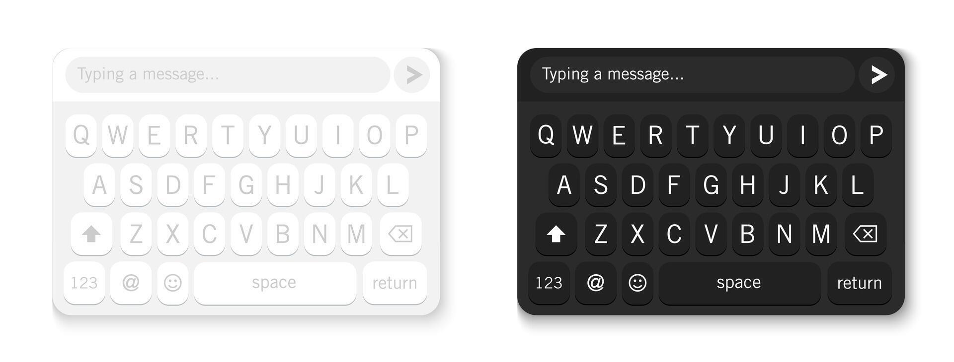 Light and Dark Virtual Keyboard UI Set vector